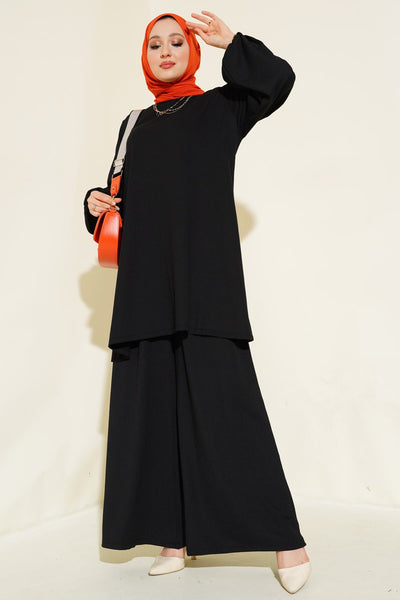 Set Pantaloni Tunic Negru Femei 6663