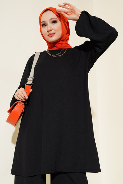 Set Pantaloni Tunic Negru Femei 6663