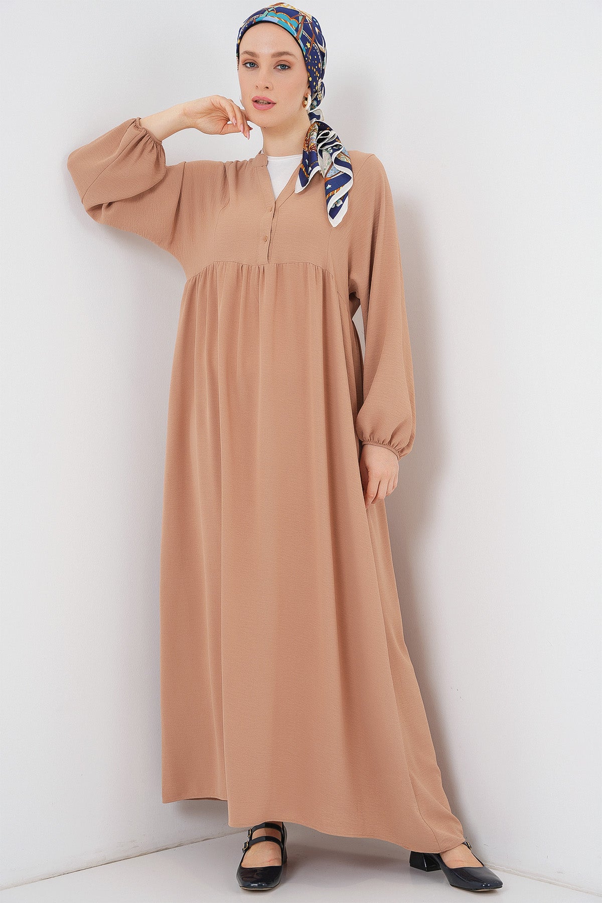 Rochie Lungă Tesettür 2525 - Bej