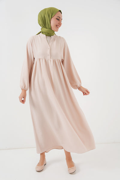 Rochie de modestie lunga pentru femei 2525 - Crem