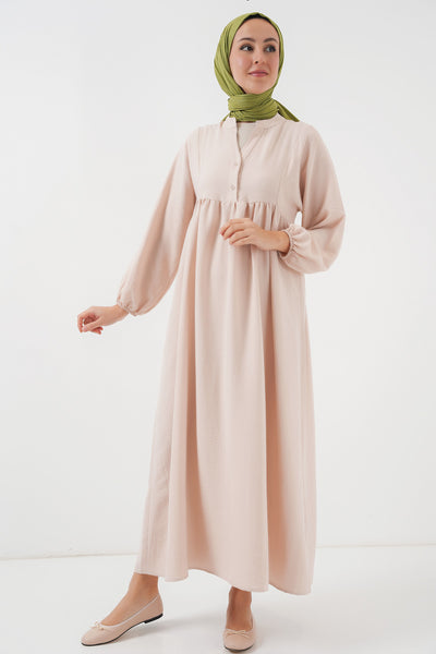 Rochie de modestie lunga pentru femei 2525 - Crem