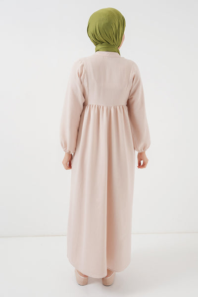 Rochie de modestie lunga pentru femei 2525 - Crem