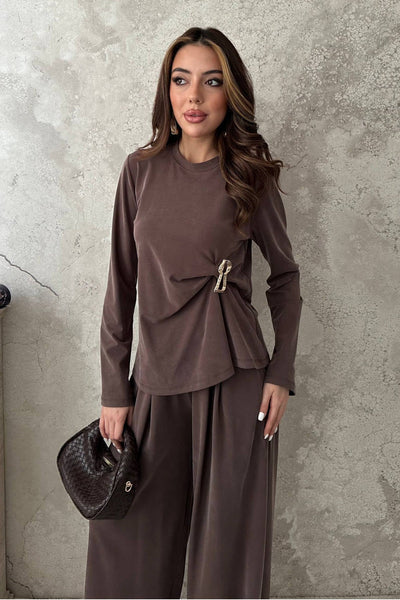 Kahverengi İkili Örme Takım