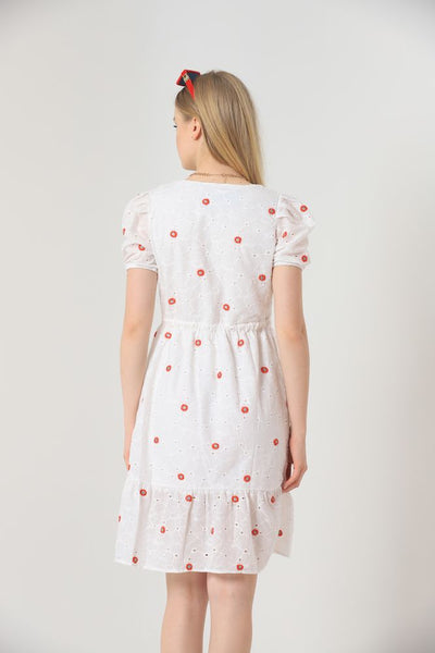 Topshow Red Knee-Length Floral Wholesale Dress