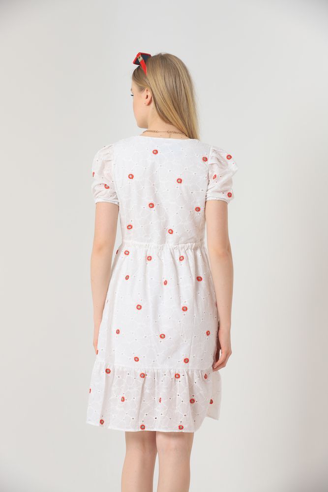 Topshow Red Knee-Length Floral Wholesale Dress