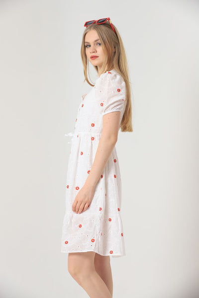 Topshow Red Knee-Length Floral Wholesale Dress
