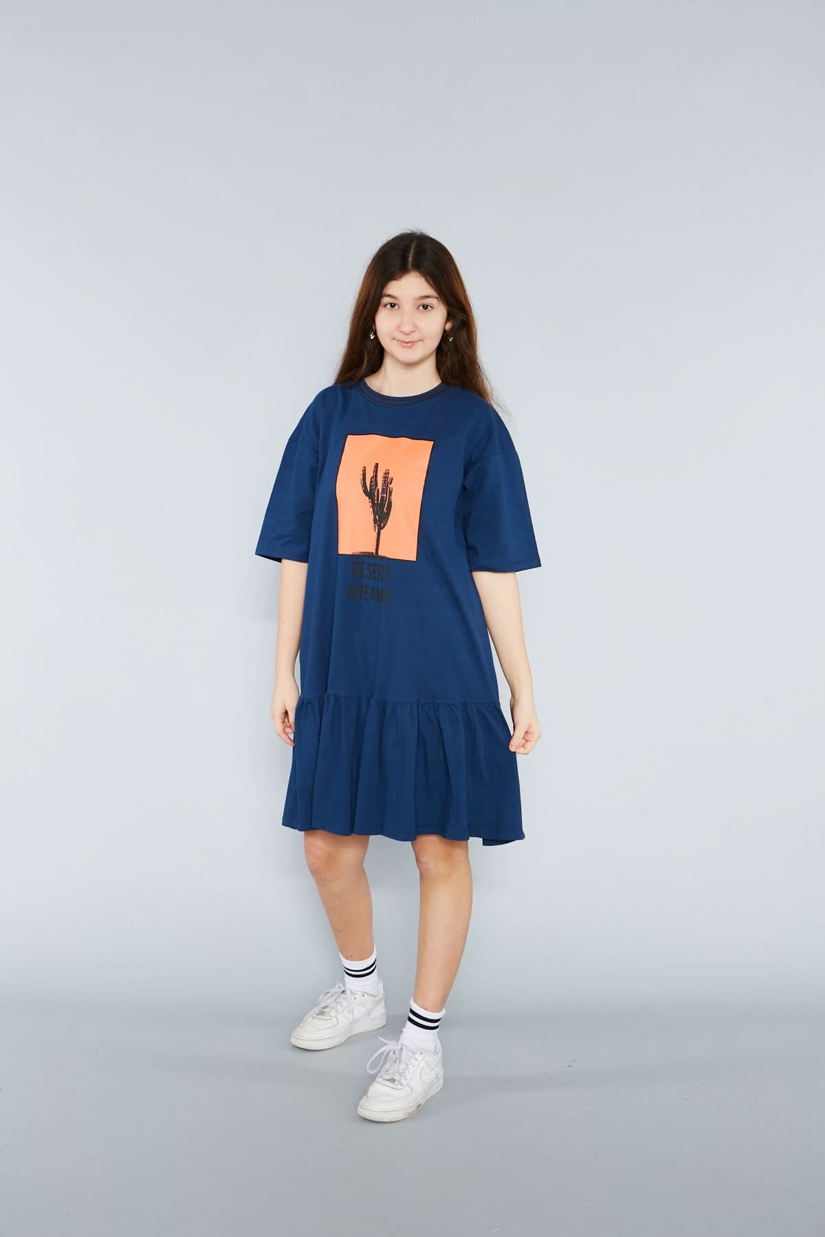 Girls' Desert Pattern Dress | Ages 9-15 | RG Brand | RG3291 - NAVY BLUE