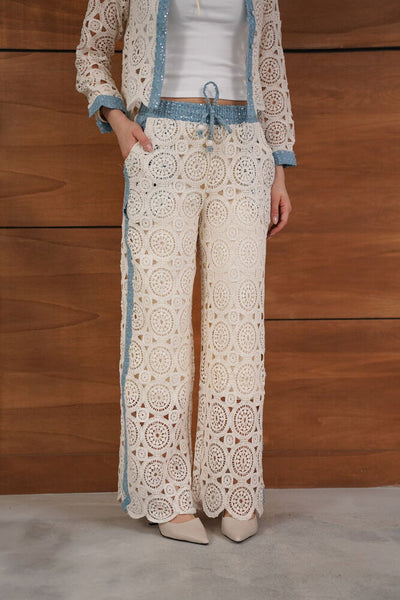 Lace Pants with Jean Details - Raw Topshow | F1759