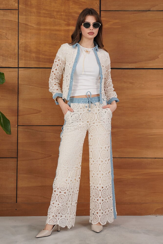 Lace Pants with Jean Details - Raw Topshow | F1759