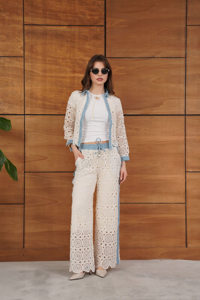 Lace Pants with Jean Details - Raw Topshow | F1759