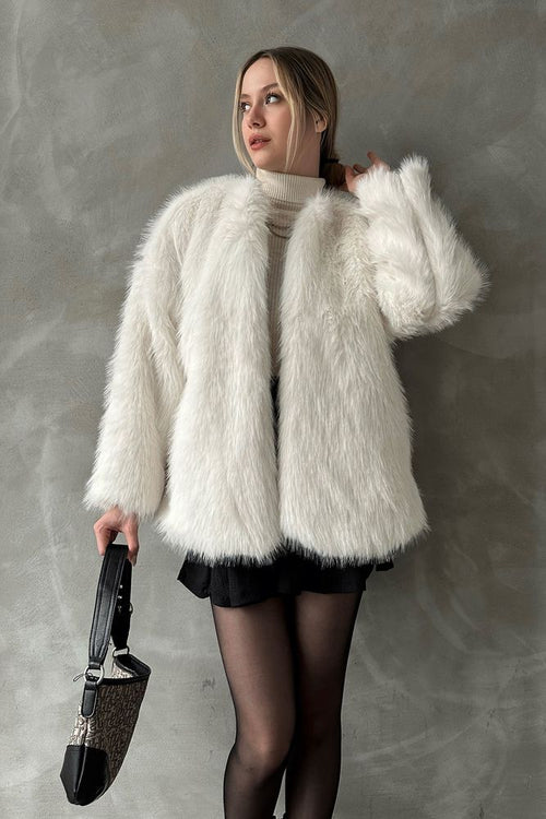 Topshow Krem Peluş Toptan Kaban | F1608