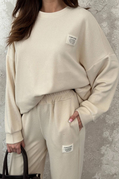 Krem Salaş Sweat Ve Pantolon