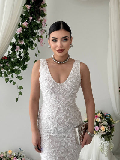 Kren Gül Detaylı Elbise