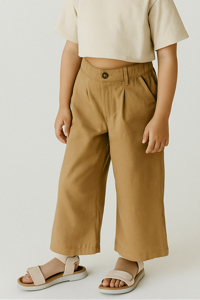 Kız Çocuk Crop Tişört %100 Pamuk 3–9 Yaş | RG1604 - TAŞ