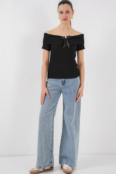 Bluza tricotata cu banda 949 - Negru