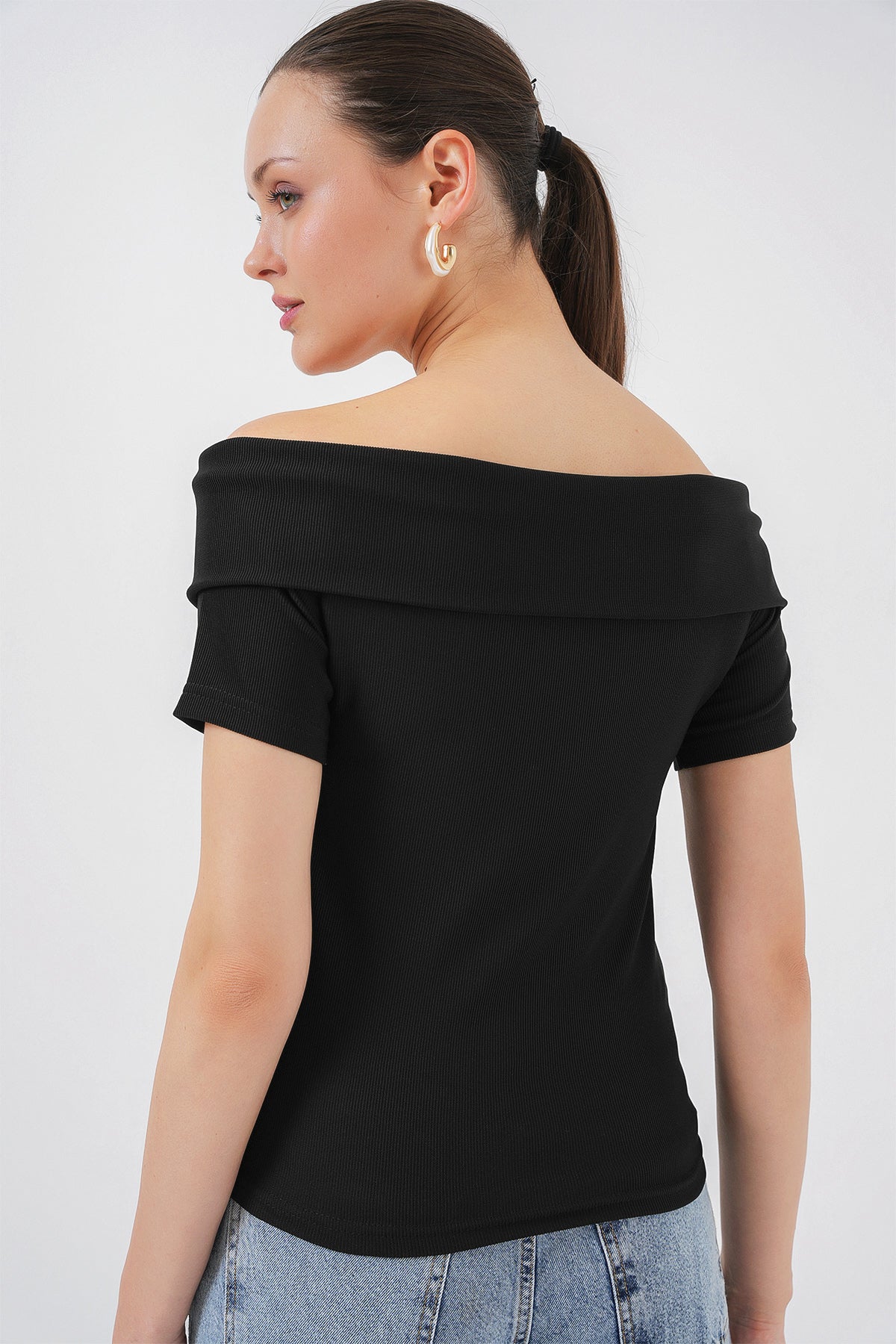 Bluza tricotata cu banda 949 - Negru