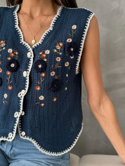 Vestă brodată bleumarin Topshow, en-gros