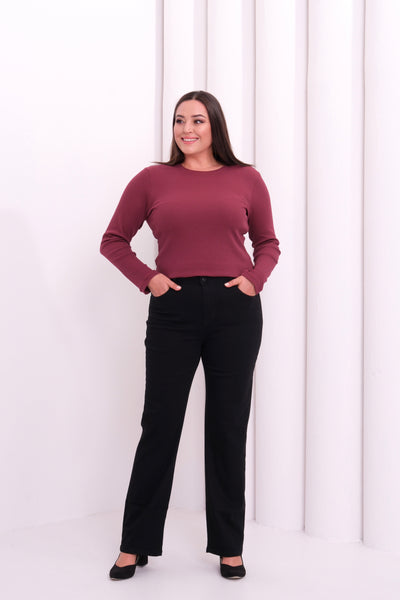 Yüksek Bel Boru Paça Battal Kesim Black Jean Pantolon