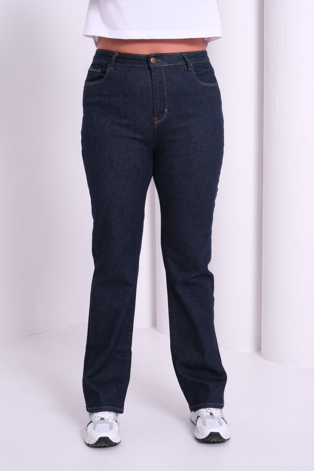 Yüksek Bel Battal Kesim Boru Paça Rinse Jean Pantolon