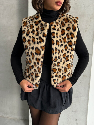 Peluş Toptan Yelek - Leopar