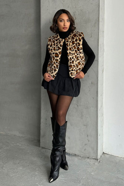 Peluş Toptan Yelek - Leopar