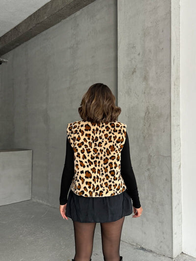 Peluş Toptan Yelek - Leopar