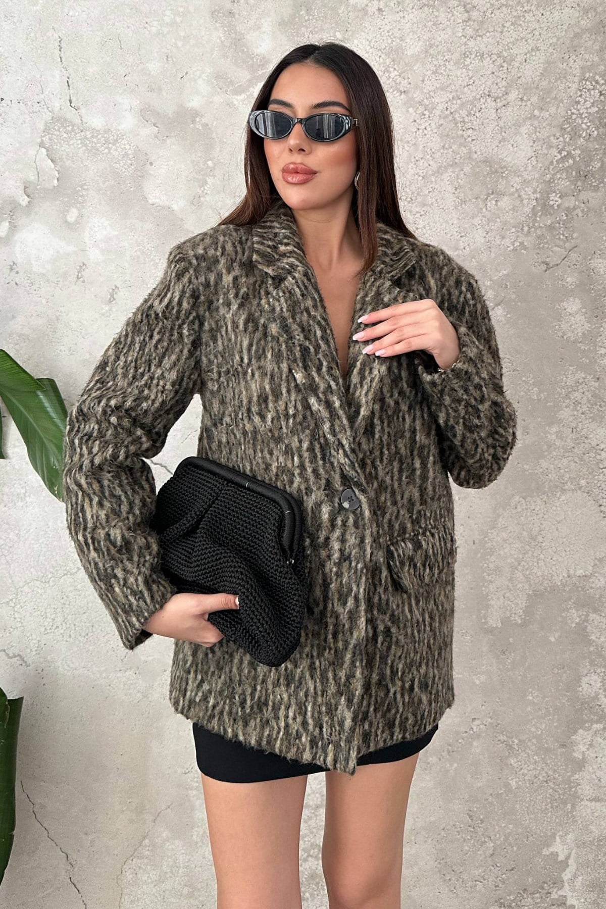 Leopar Leopar Yünlü Ceket