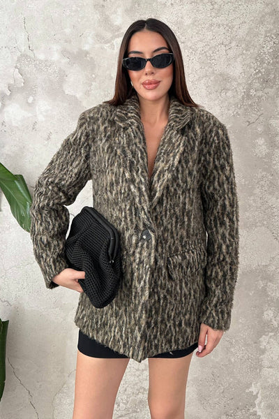 Leopar Leopar Yünlü Ceket