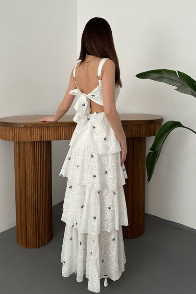 Lila Kat Kat Arkası Bağlamalı Elbise