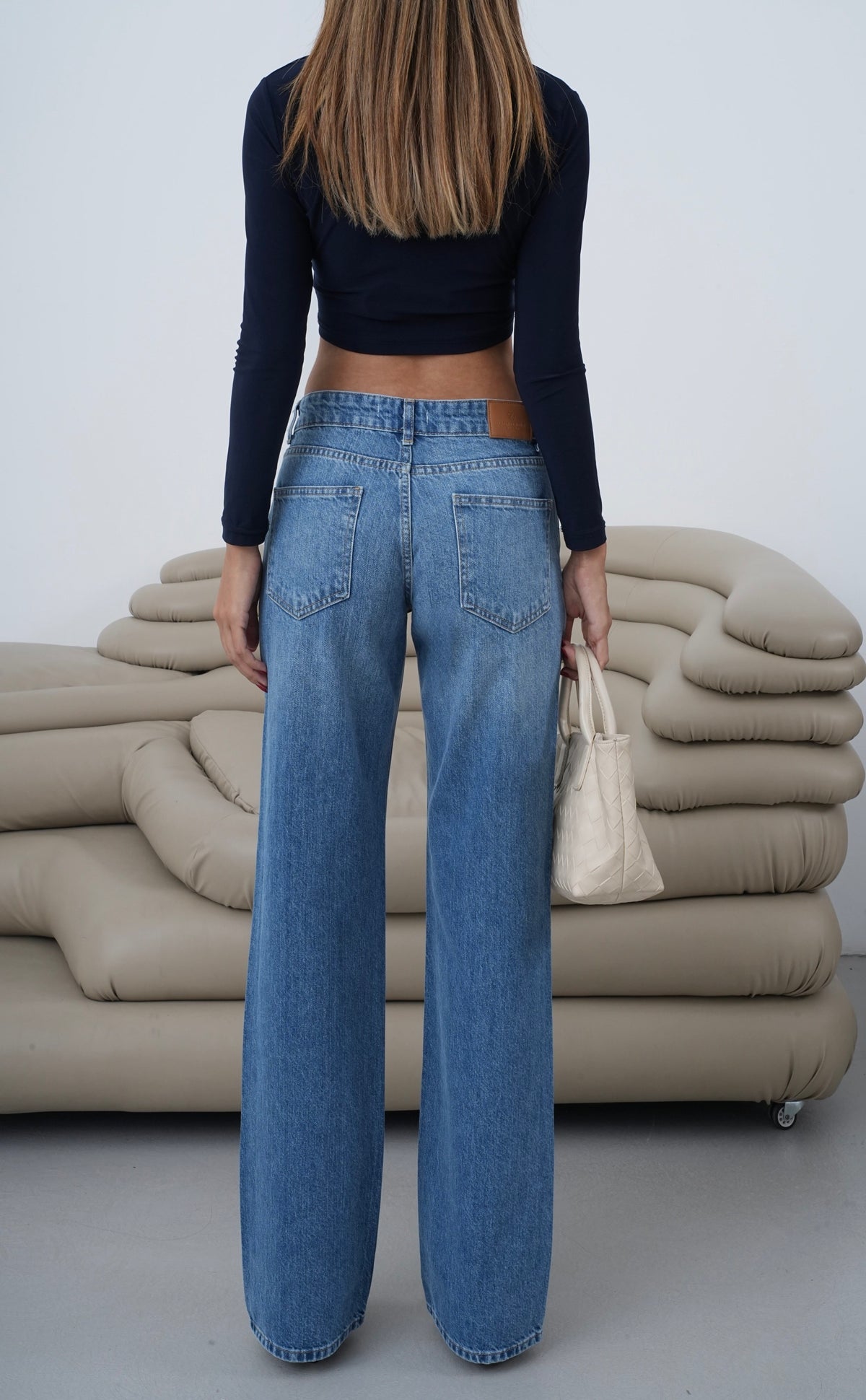 Düşük Bel Düz Paça  Blue Kadın Jean Pantolon