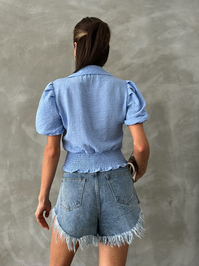 Cămăși en-gros cu imprimeu floral din in Topshow Blue Chest
