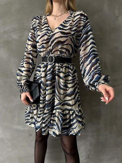 Rochie cu dungi leopard, en-gros - Albastră