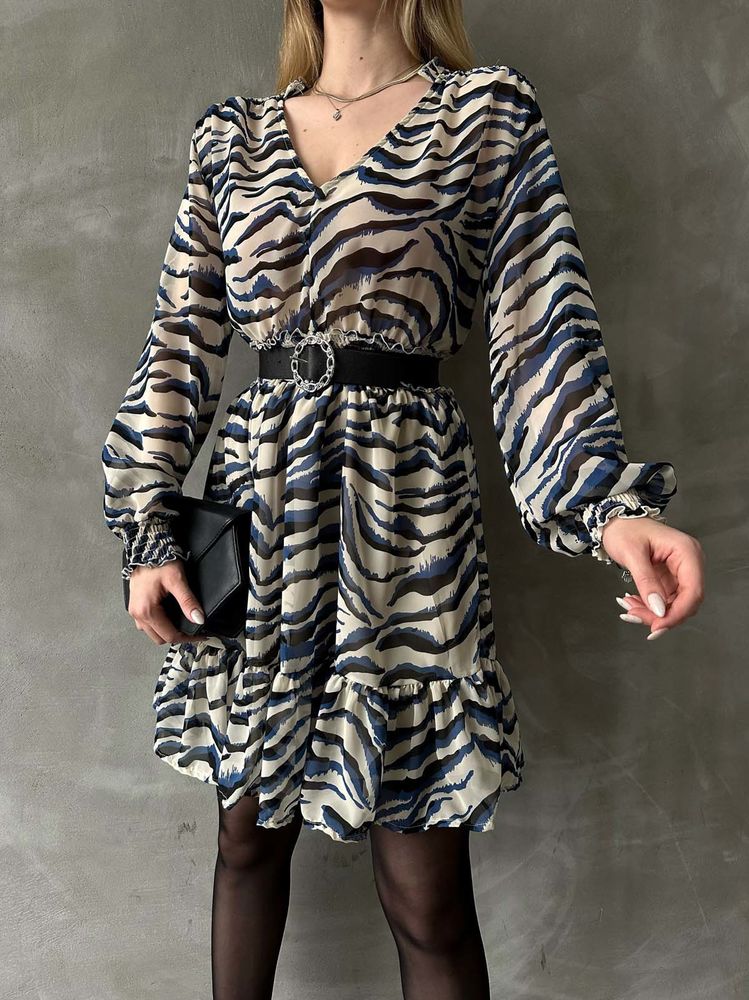 Rochie cu dungi leopard, en-gros - Albastră