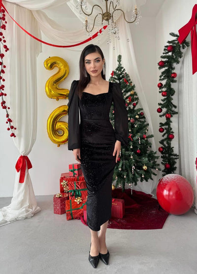 Rochie Meda cu mâneci bufante