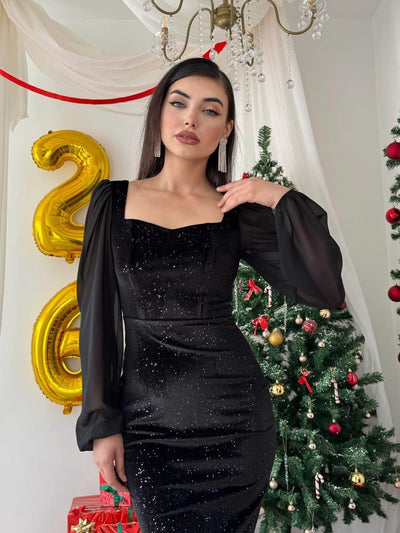Rochie Meda cu mâneci bufante