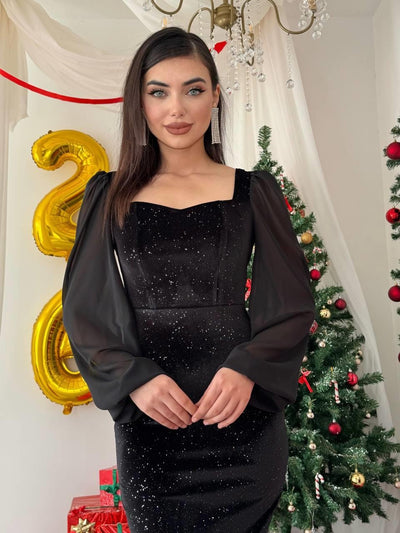 Rochie Meda cu mâneci bufante
