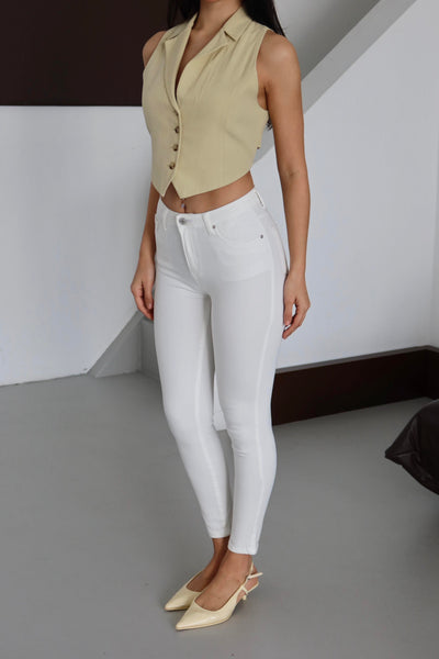 High-Waisted Skinny White Jean Pants