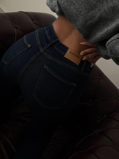 Yüksek Bel Dar Paça Kadın Dark Blue Tint Pantolon