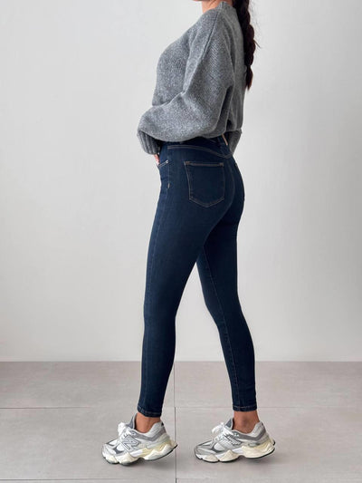 Yüksek Bel Dar Paça Kadın Dark Blue Tint Pantolon