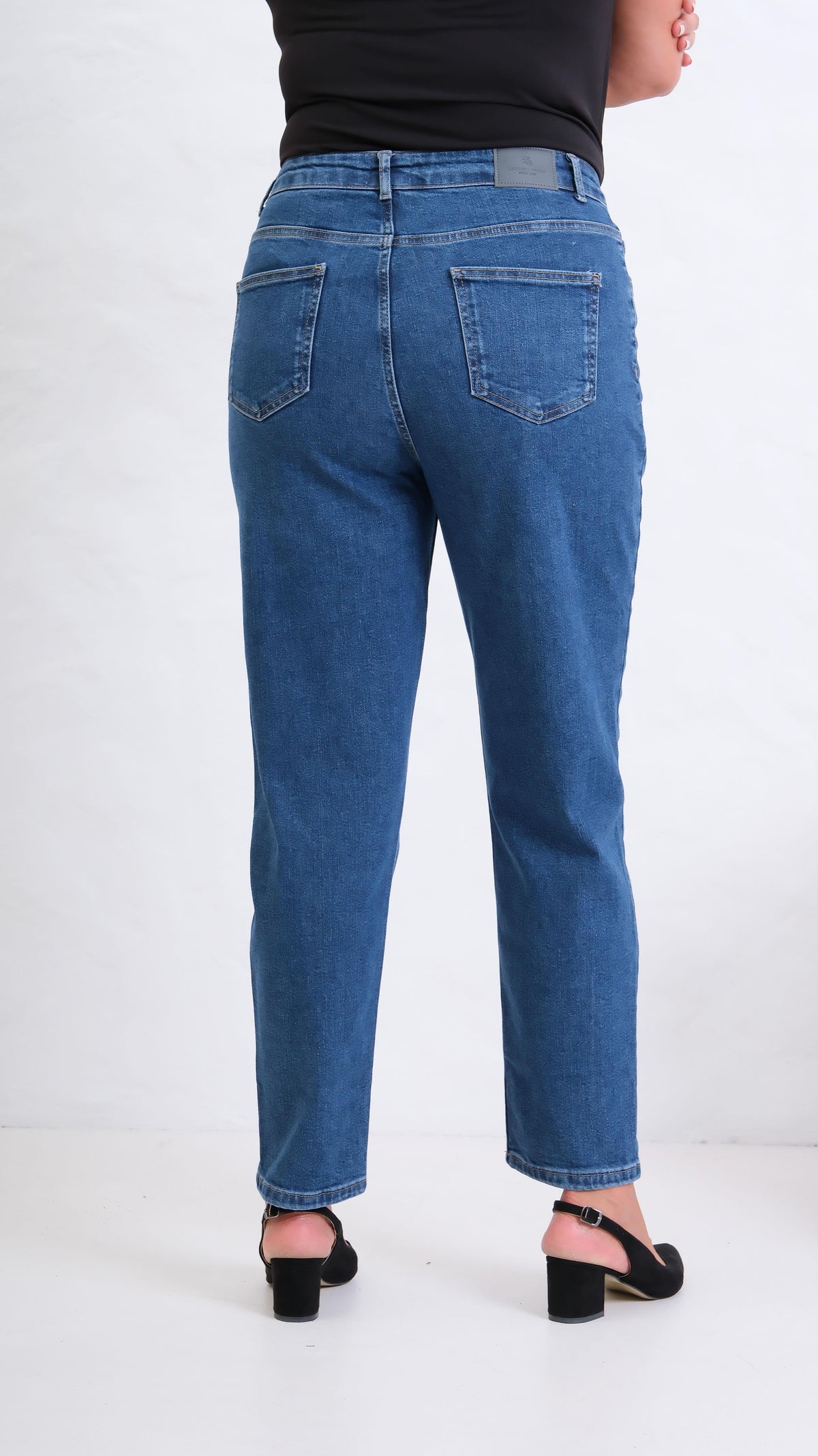 Yüksek Bel Blue Tokalı Mom Jean Pantolon