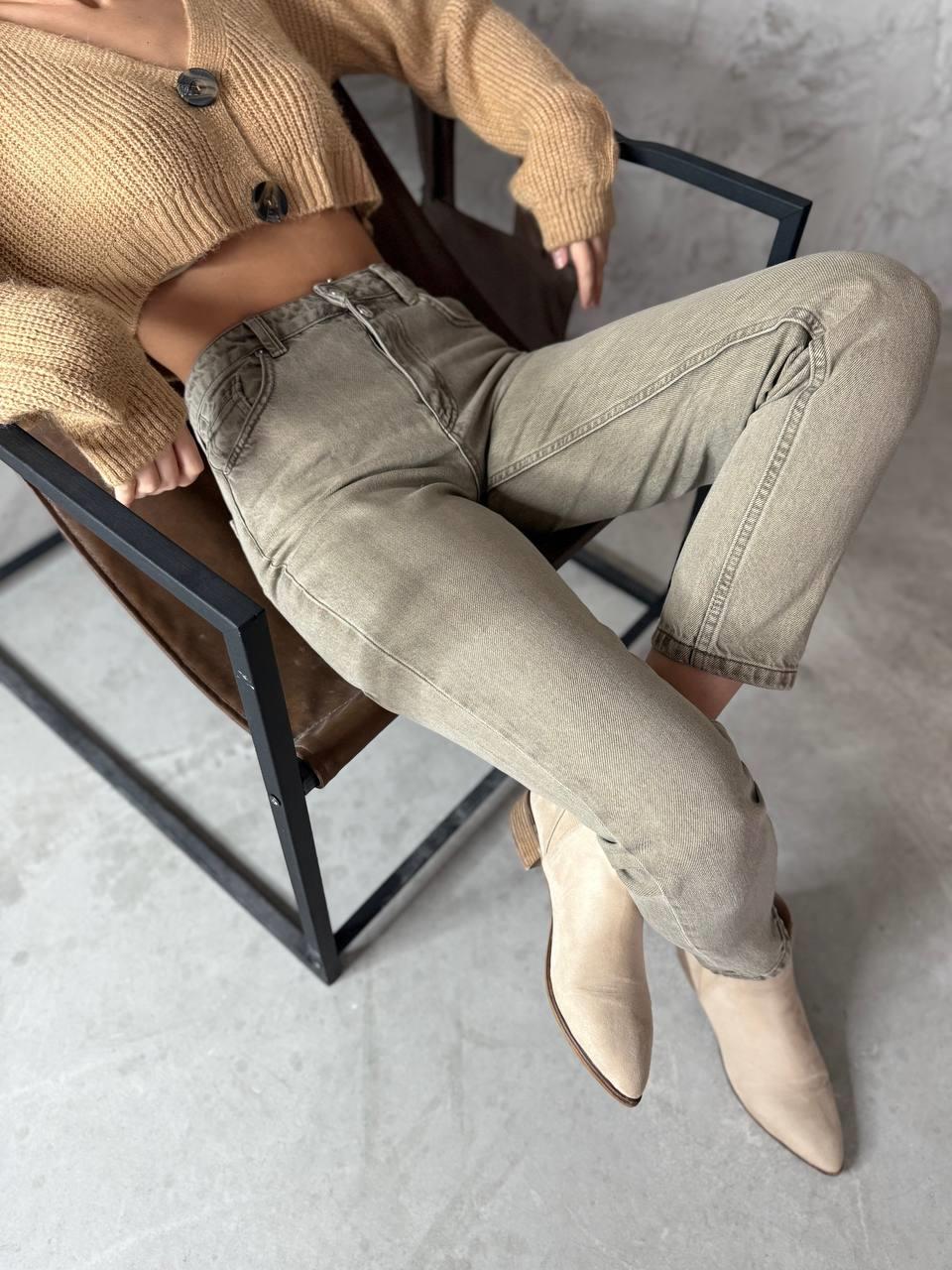 High Waist Tube Leg Ankle Length Dark Blue Jean Pants
