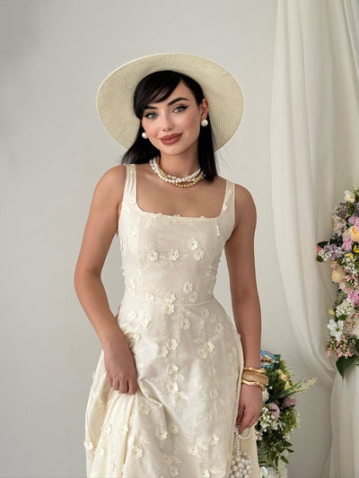 Rochie Myra cu detalii florale
