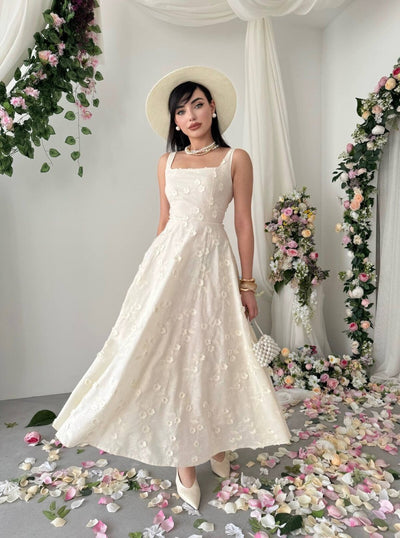 Rochie Myra cu detalii florale