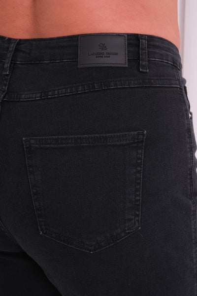 High Waist Straight Leg Plus Size Black Rhinestone Embellished Jeans