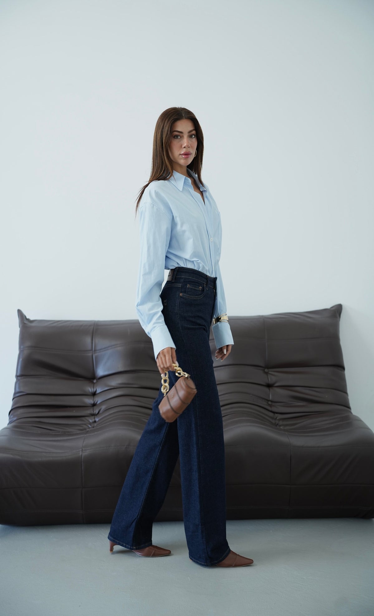Yüksek Bel Paça Püskül Detaylı Rinse Jean Pantolon