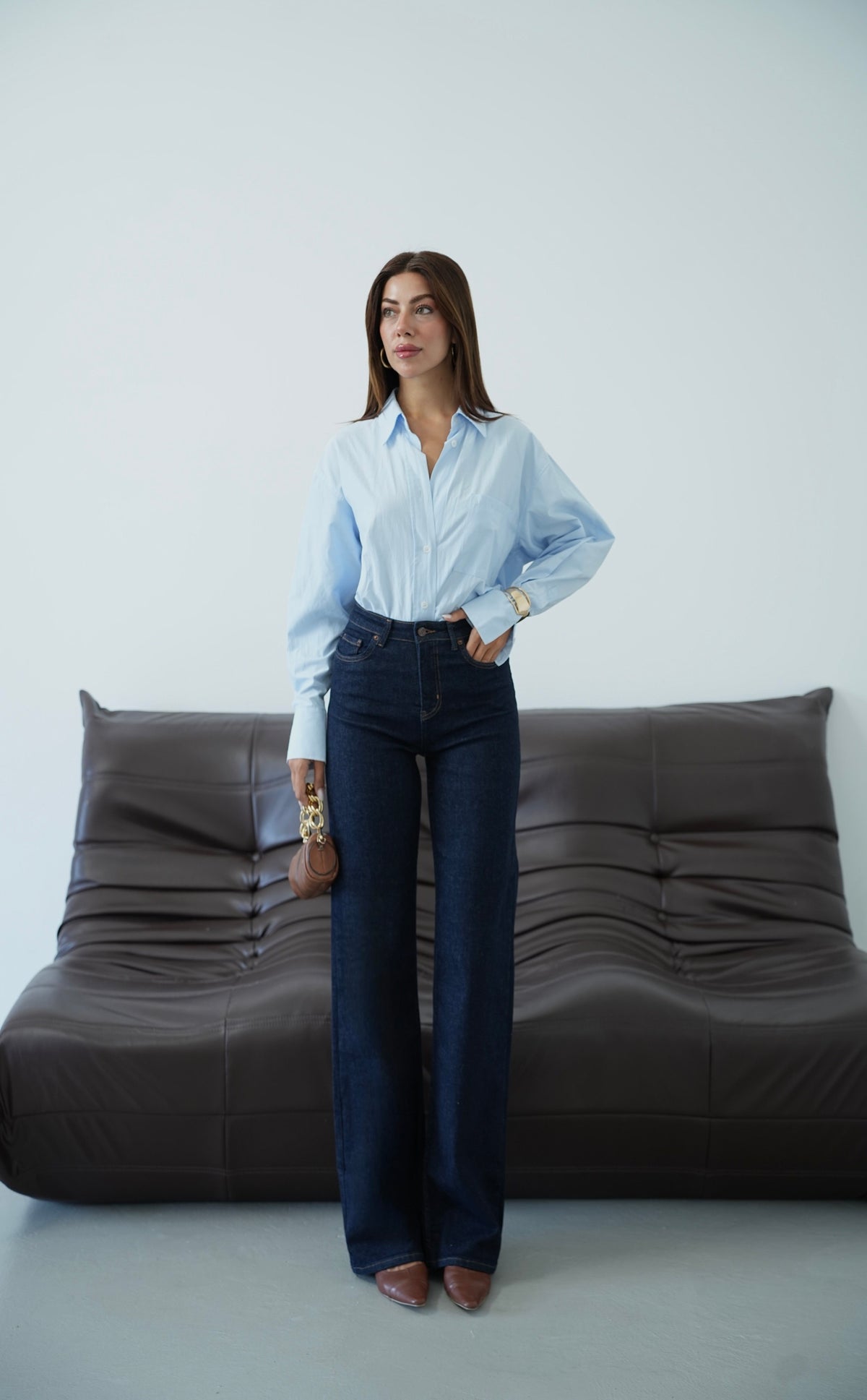 Yüksek Bel Paça Püskül Detaylı Rinse Jean Pantolon
