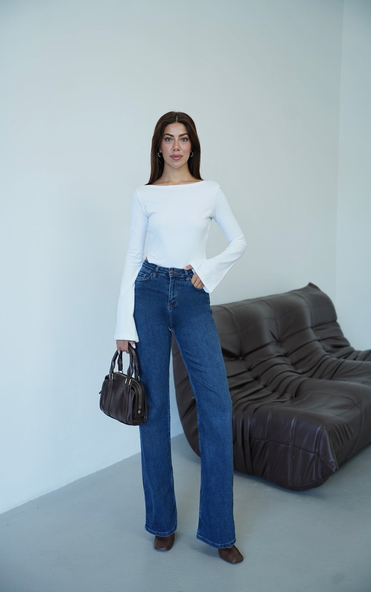 Yüksek Bel Dark Blue Nita Jean Pantolon