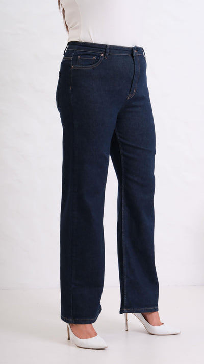 Pantalon Jean Rinse Talie Înaltă Plus Size Cărări Spaniole