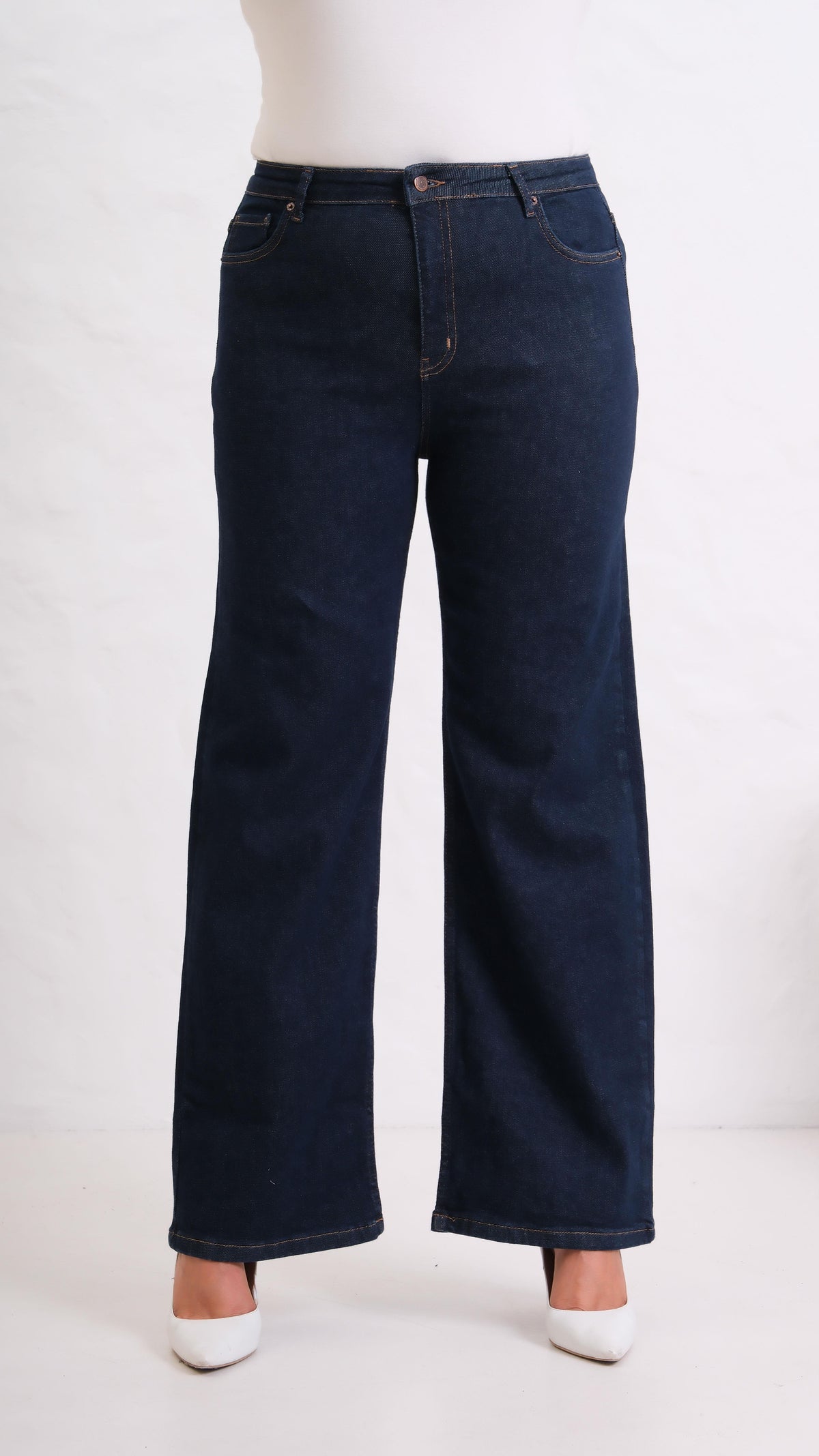 Pantalon Jean Rinse Talie Înaltă Plus Size Cărări Spaniole