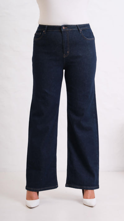 Pantalon Jean Rinse Talie Înaltă Plus Size Cărări Spaniole